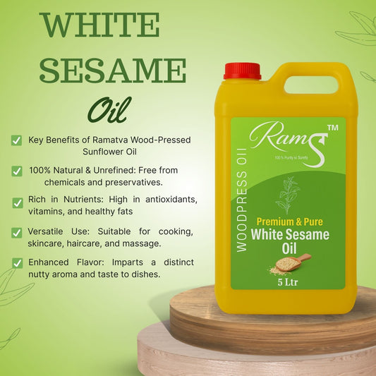 Ramatva 15L Wood-Pressed White Sesame Oil – Wholesale Pack for Restaurants and Bulk Buyers