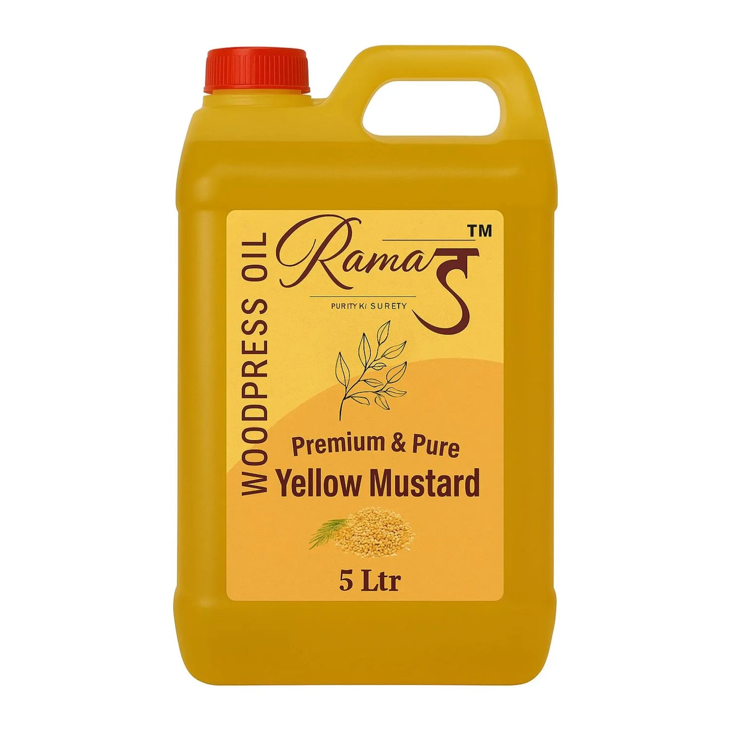 Ramatva Wood-Pressed Yellow Mustard Oil 5L – Bulk Pack for Family Use | Pure & Natural